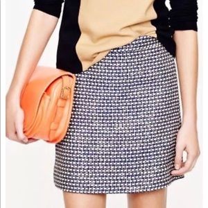 J Crew Blue and White Tweed Mini Skirt